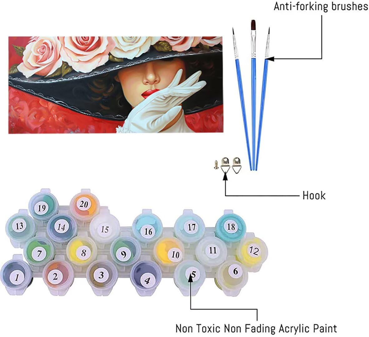 数字塗り絵 花 数字油絵 カップ ペイントバイナンバー 大人用 子供 手